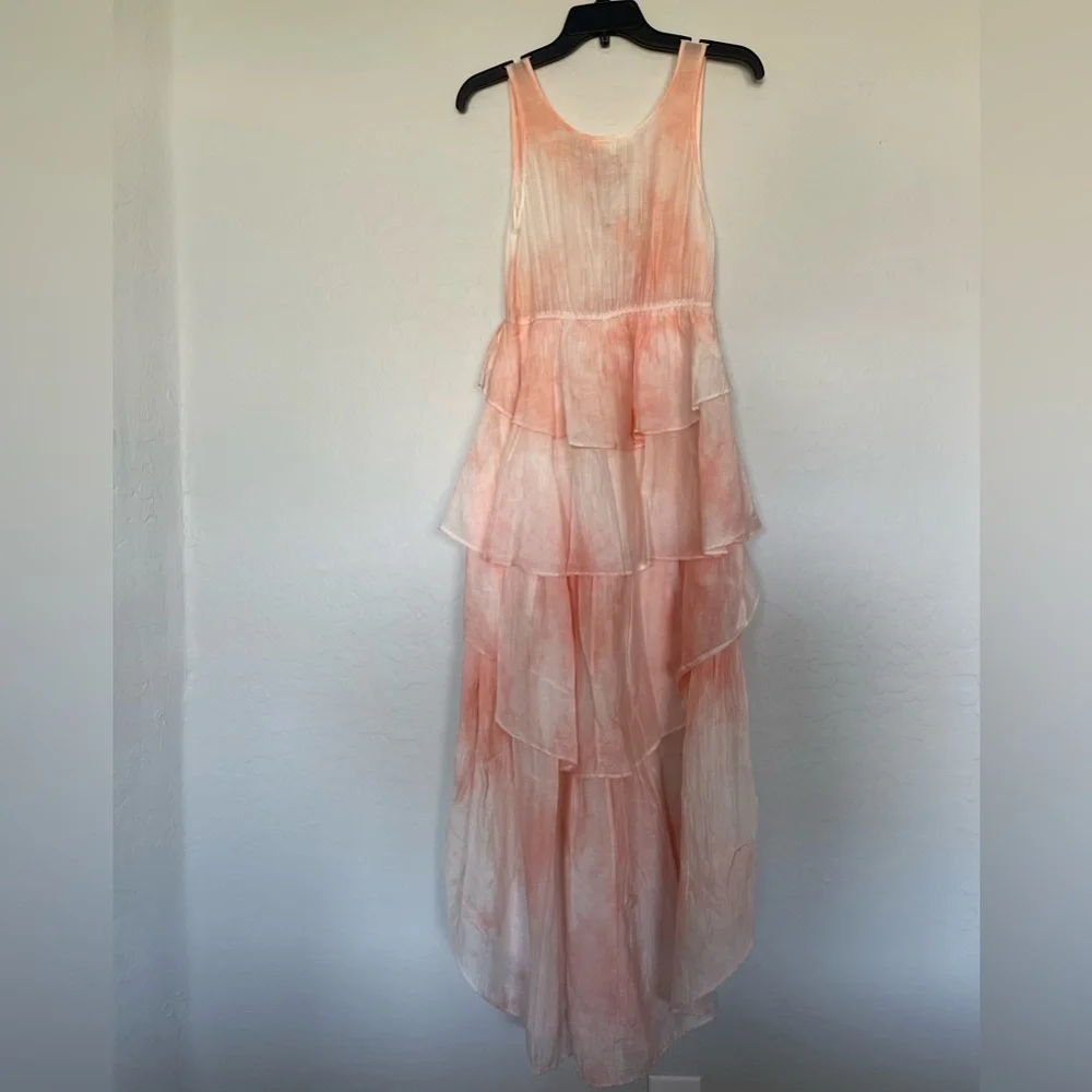 LoveShackFancy Risley Dress in Peach Twist Hand Dye